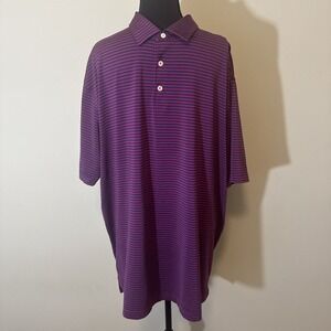 Peter Millar Polo Shirt Blue Striped Cotton Golf Top Soft NWOT Men's Size XL